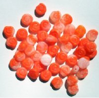 50 8mm Marble Neon Orange White Disks with Swirl